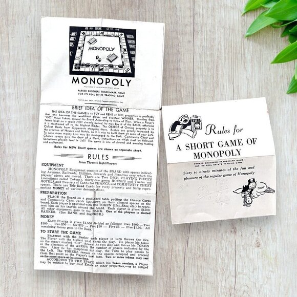 PARKER BROS Vintage 50s  Monopoly Game Wooden Pieces Cards Money Dice COMPLETE - Picture 2 of 10